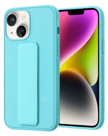 iPhone 14 Plus / 15 Plus Hand Strap Vertical Magnetic Kickstand Case - TEAL (Only Ground Shipping)