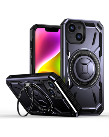 Full-Body Rugged Shockproof Case with Built-in Ring Holder - PURPLE for iPhone 13 / 14 (Only Ground Shipping)