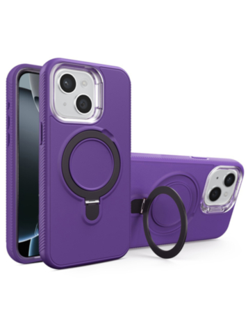 Support Heavy Duty Case with Wireless Charging Kickstand - PURPLE for iPhone 13 / 14 (Only Ground Shipping)