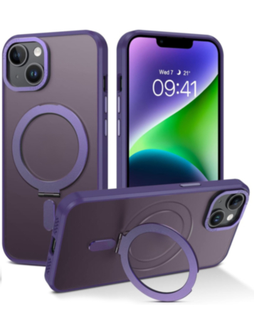 Carbon Wireless Charging Case with Ring Stand - PURPLE for iPhone 14 / 13 (Only Ground Shipping)