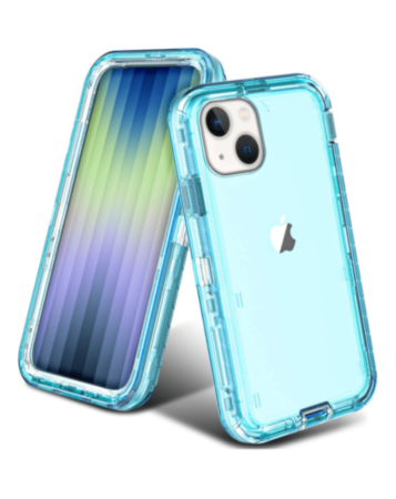 Transparent Shockproof Case - BLUE for iPhone 14 / 13 (Only Ground Shipping)