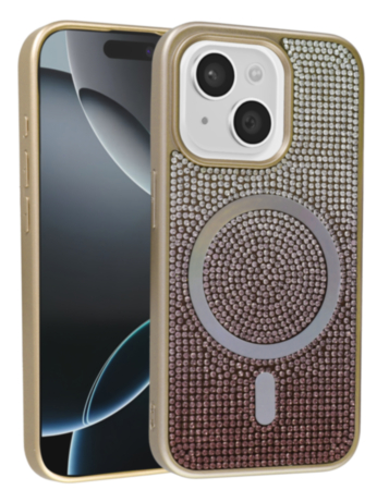 Wireless Charging Bling Diamond Crystal Case - GOLD for iPhone 13 / 14 (Only Ground Shipping)