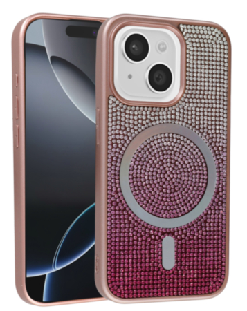 Wireless Charging Bling Diamond Crystal Case - ROSE GOLD for iPhone 13 / 14 (Only Ground Shipping)