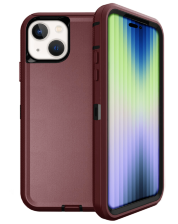 Heavy Duty Case for iPhone 14 / 13 (MAROON & BLACK) (Only Ground Shipping)