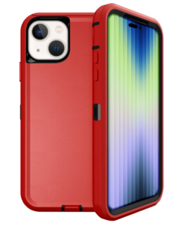 Heavy Duty Case for iPhone 14 / 13 (RED & BLACK) (Only Ground Shipping)