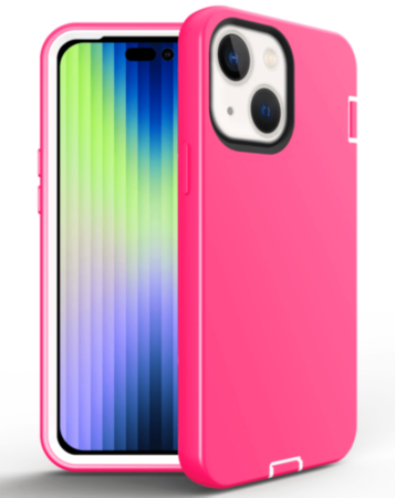 Silicone Design Heavy Duty Case - PINK for iPhone 14 / 13 (Only Ground Shipping)