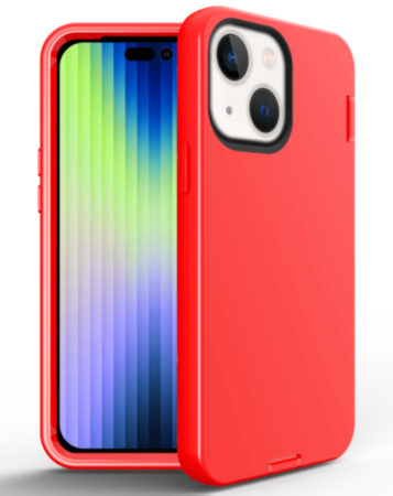 Silicone Design Heavy Duty Case - RED for iPhone 14 / 13 (Only Ground Shipping)
