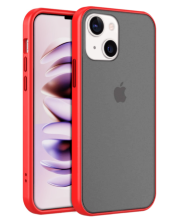 iPhone 14 Plus / 15 Plus Hard PC Rear / Soft TPU Colorful Border Case - RED (Only Ground Shipping)