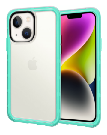 iPhone 14 Plus / 15 Plus Acrylic Dual Layer Transparent Case - TEAL (Only Ground Shipping)