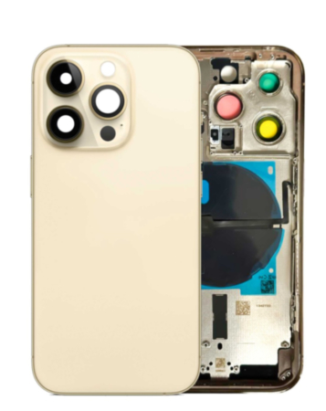 Back Housing Frame with Small Components Pre-Installed for iPhone 14 Pro (NO LOGO) (US Version) (GOLD)