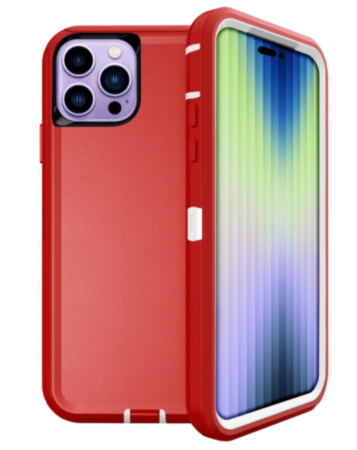 Heavy Duty Case for iPhone 14 Pro Max (RED & WHITE) (Only Ground Shipping)