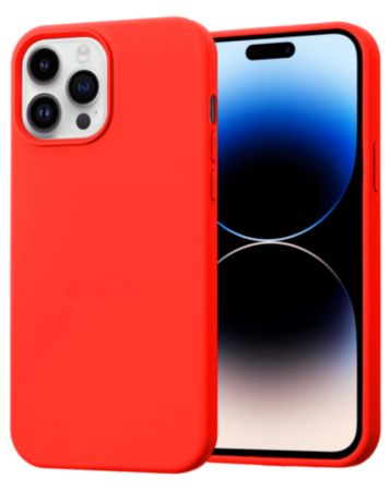 Soft Solid Silicone Case (Full Buttom Cover) - RED for iPhone 14 Pro Max (Only Ground Shipping)