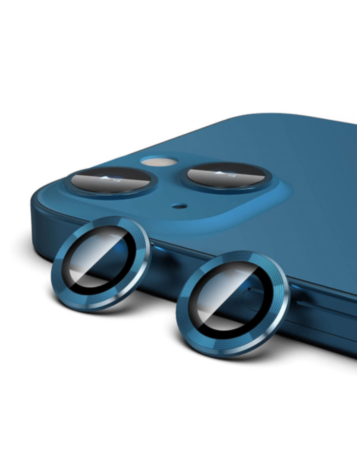 Metal Ring with HD Tempered Glass for iPhone 15 / 15 Plus (BLUE)