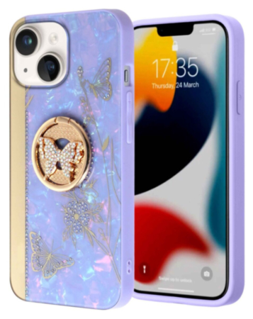 Luxury Diamond Shiny Cases with Ring - Style 37 for iPhone 15 (Only Ground Shipping)