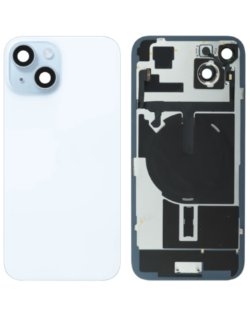 Back Glass with MagSafe Magnet & NFC & Flashlight Flex for iPhone 15 (NO LOGO) (BLUE)