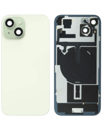 Back Glass with MagSafe Magnet & NFC & Flashlight Flex for iPhone 15 (NO LOGO) (GREEN)