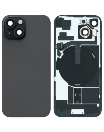 Back Glass with Frame and MagSafe Magnet for iPhone 15 (BLACK) (Service Pack)