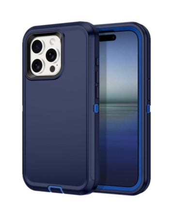 Heavy Duty Case for iPhone 15 Pro (NAVY BLUE) (Only Ground Shipping)