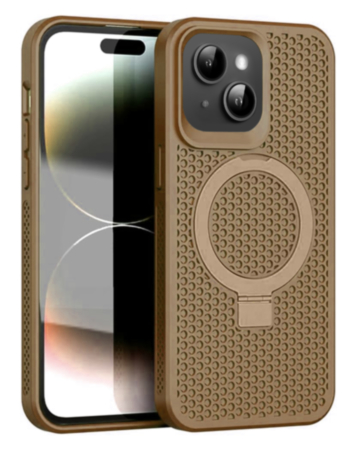 Heat Dissipation Case with Kickstand - BROWN for iPhone 15 Pro (Only Ground Shipping)