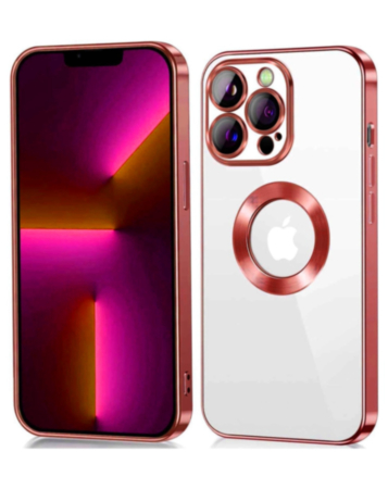 Shiny Wireless Charging Clear Case -RED for iPhone 15 Pro (Only Ground Shipping)