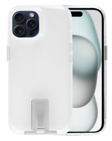 Crystal Clear Transparent Case with Metal Kickstand - CLEAR for iPhone 15 Pro (Only Ground Shipping)