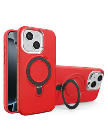 Support Heavy Duty Case with Wireless Charging Kickstand - RED for iPhone 14 Plus / 15 Plus (Only Ground Shipping)