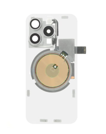 Clear Back Glass with Wireless NFC and MagSafe Magnet for iPhone 15 Pro (NO LOGO) (WHITE TITANIUM)