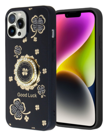 Luxury Diamond Shiny Cases with Ring - BLACK for iPhone 15 Pro (Only Ground Shipping)