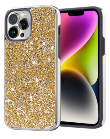 Bling Diamond Dual Layer Protection Case - GOLD for iPhone 15 Pro (Only Ground Shipping)