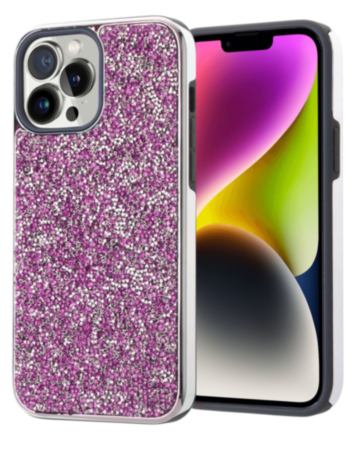 Bling Diamond Dual Layer Protection Case - PINK for iPhone 15 Pro (Only Ground Shipping)