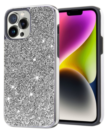 Bling Diamond Dual Layer Protection Case - SILVER for iPhone 15 Pro (Only Ground Shipping)