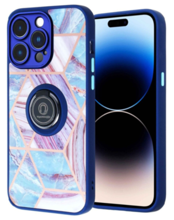 Pattern Design Hard PC Rear / Soft TPU Case with I- ring Holder - Style 1 for iPhone 15 Pro (Only Ground Shipping)