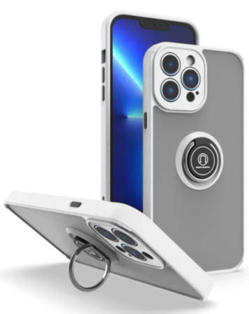 Hard PC Rear / Soft TPU Colorful Border Case with I-ring Holder - CLEAR for iPhone 15 Pro (Only Ground Shipping)