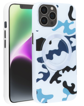 Camouflage Design Wireless Charging Case - WHITE for iPhone 15 Pro (Only Ground Shipping)
