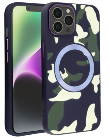 Camouflage Design Wireless Charging Case - BLACK for iPhone 15 Pro (Only Ground Shipping)