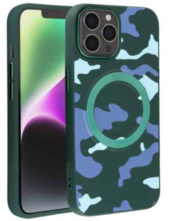 Camouflage Design Wireless Charging Case - GREEN for iPhone 15 Pro (Only Ground Shipping)