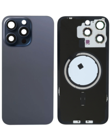 Back Glass with MagSafe Magnet for iPhone 15 Pro Max (NO LOGO) (BLUE TITANIUM)