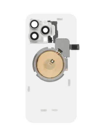 Clear Back Glass with Wireless NFC and MagSafe Magnet for iPhone 15 Pro Max (NO LOGO) (WHITE TITANIUM)