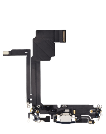 Stock up on the Charging Port Flex Cable for iPhone 15 Pro Max in black titanium, aftermarket version.