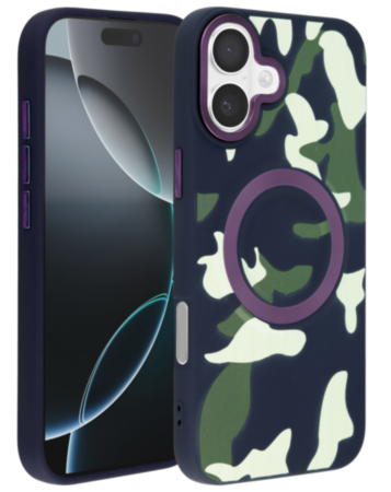 Camouflage Design Wireless Charging Case - BLACK for iPhone 16 (Only Ground Shipping)