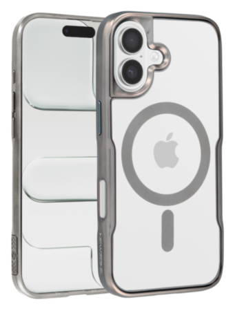 Glossy & Transparent Magnetic Case - TITANIUM for iPhone 16 (Only Ground Shipping)