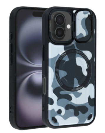 Camo Design Thin Magnetic Case with Camera Stand Kickstand - Style 4 for iPhone 16 (Only Ground Shipping)