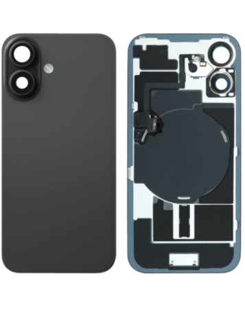 Back Glass with MagSafe Magnet & NFC & Flashlight Flex for iPhone 16 (NO LOGO) (BLACK)