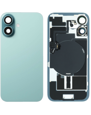 Back Glass with MagSafe Magnet & NFC & Flashlight Flex for iPhone 16 (NO LOGO) (TEAL)