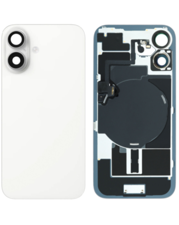 Back Glass with MagSafe Magnet & NFC & Flashlight Flex for iPhone 16 (NO LOGO) (WHITE)