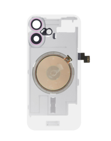 Clear Back Glass with Wireless NFC and MagSafe Magnet for iPhone 16 (NO LOGO) (PINK)