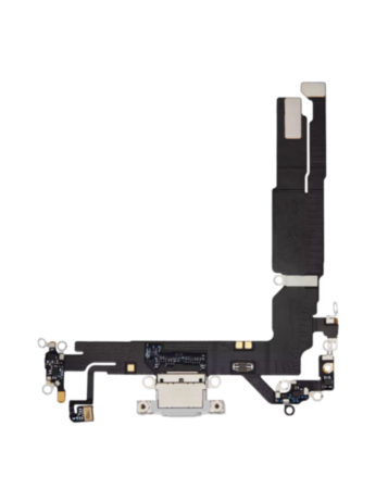 Purchase the white charging port flex cable for iPhone 16.