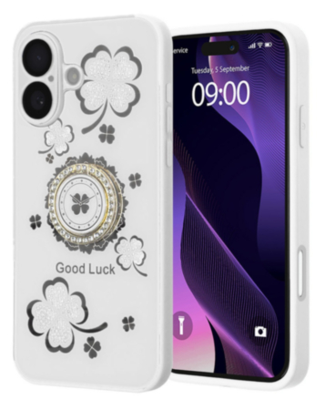 Luxury Diamond Shiny Cases with Ring - WHITE for iPhone 16 Plus (Only Ground Shipping)