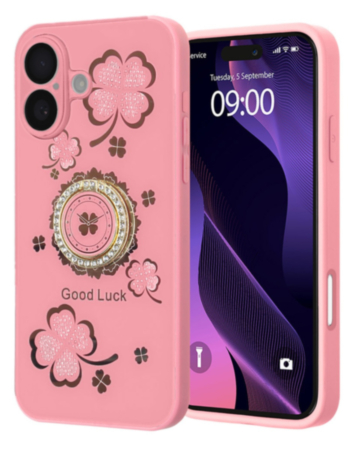 Luxury Diamond Shiny Cases with Ring - PINK for iPhone 16 (Only Ground Shipping)