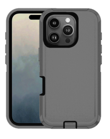 Heavy Duty Case for iPhone 16 (DARK GRAY & BLACK) (Only Ground Shipping)